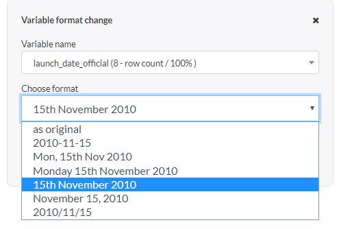 various date formats